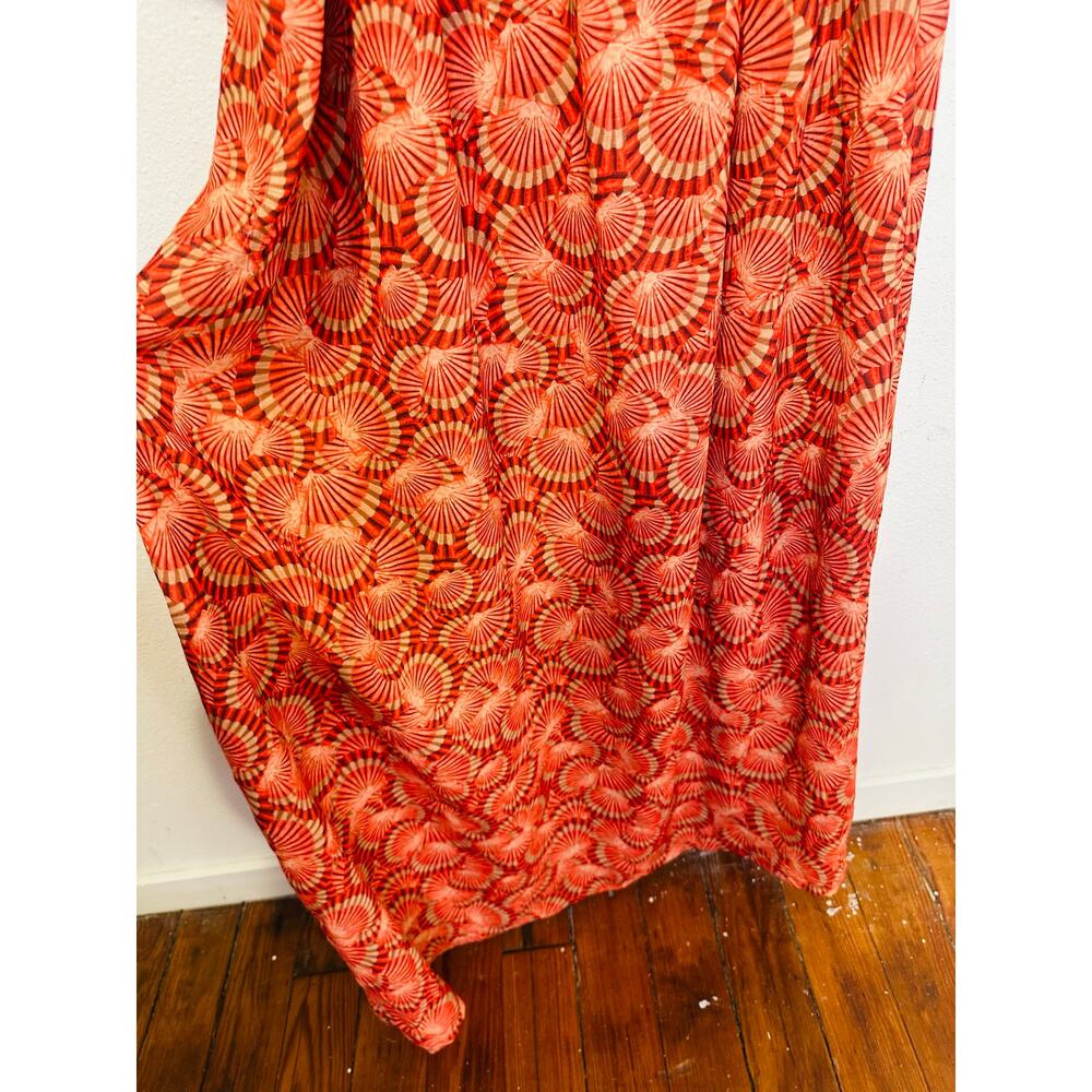 LOBOROSA Red Beige Shell Print One Shoulder Valeria Maxi Dress Size Small - Picture 8 of 11